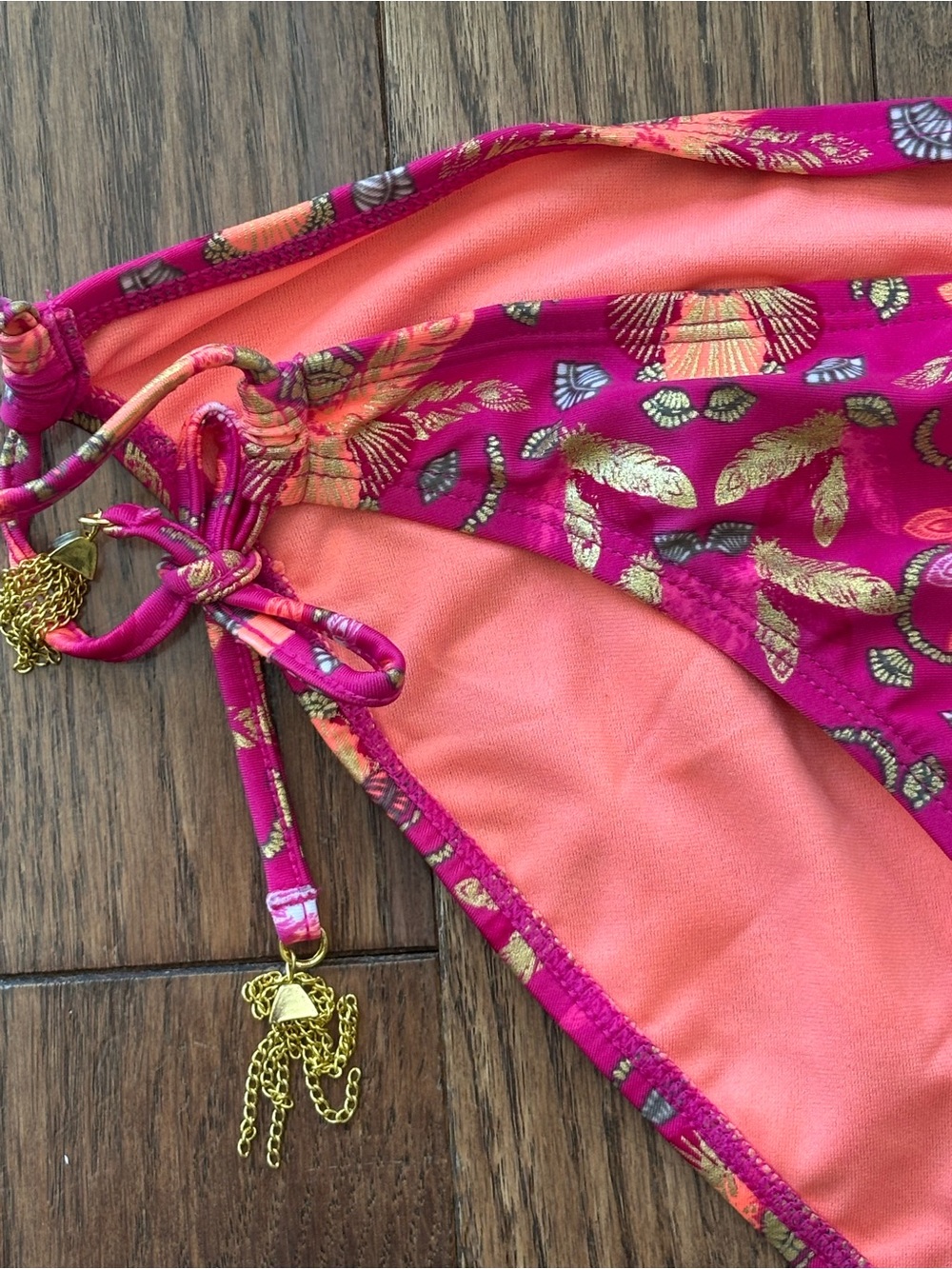 NWOT Floral Keyhole Halter Bikini Set - Fuchsia Pink - Picture 3 of 4